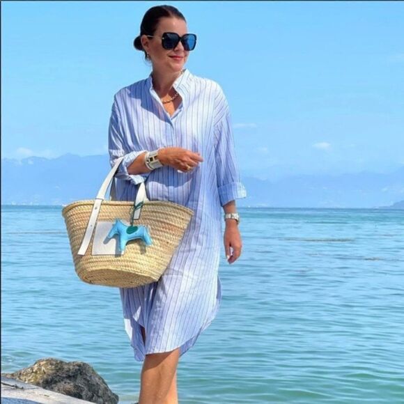 Zara Linen Blend Shirt Dress New Striped - Picture 1 of 11